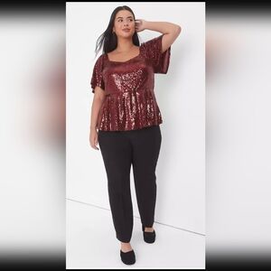 Lane Bryant Classic Flutter-Sleeve Sweetheart-Neck Pep Women's Size 16